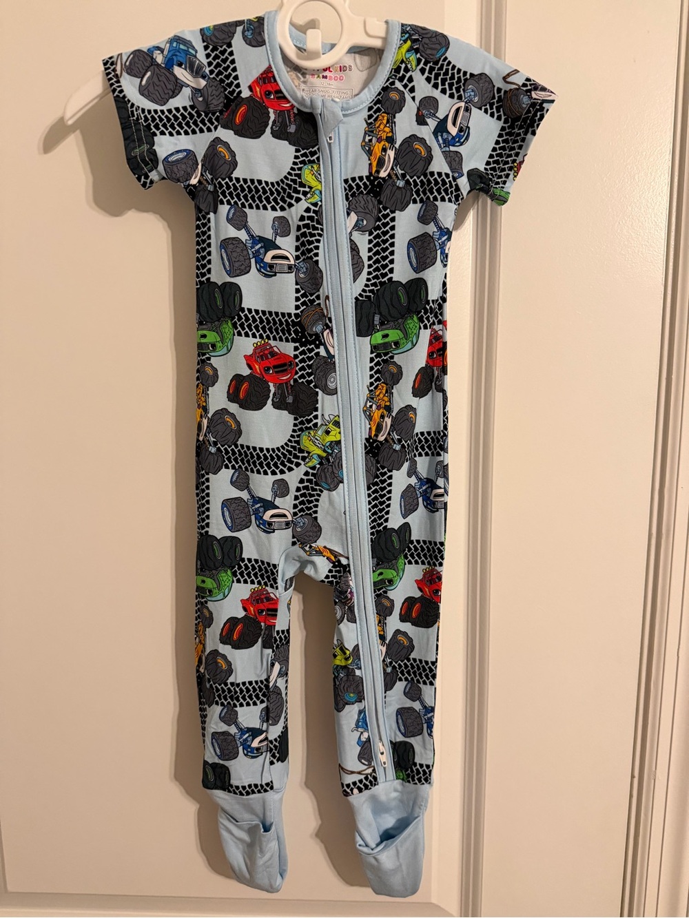 Joyful Kids Bamboo Zipper Pajamas Monster Truck 12-18 months